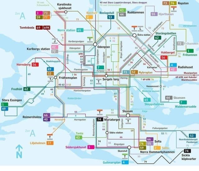 Mappa della stazione degli autobus di Stoccolma