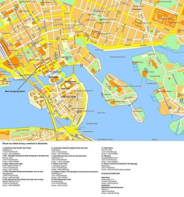 Mappa del centro di Stoccolma