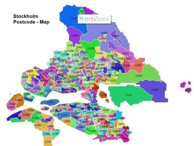 Mappa dei codici di avviamento postale di Stoccolma