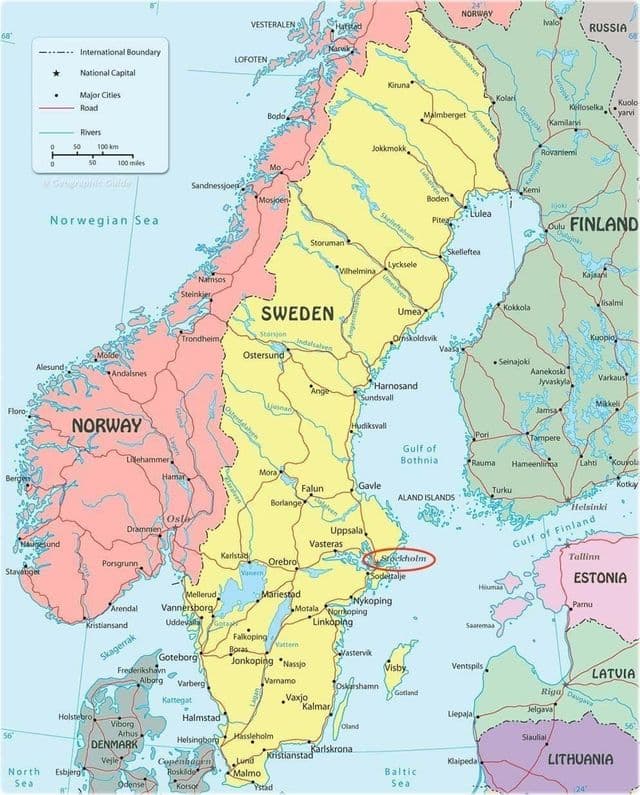 Stoccolma sulla mappa di Svezia
