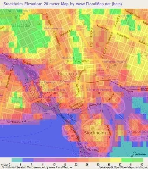 Mappa altimetrica di Stoccolma