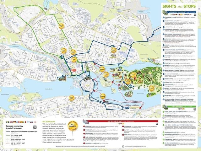 Mappa dei tour a piedi di Stoccolma
