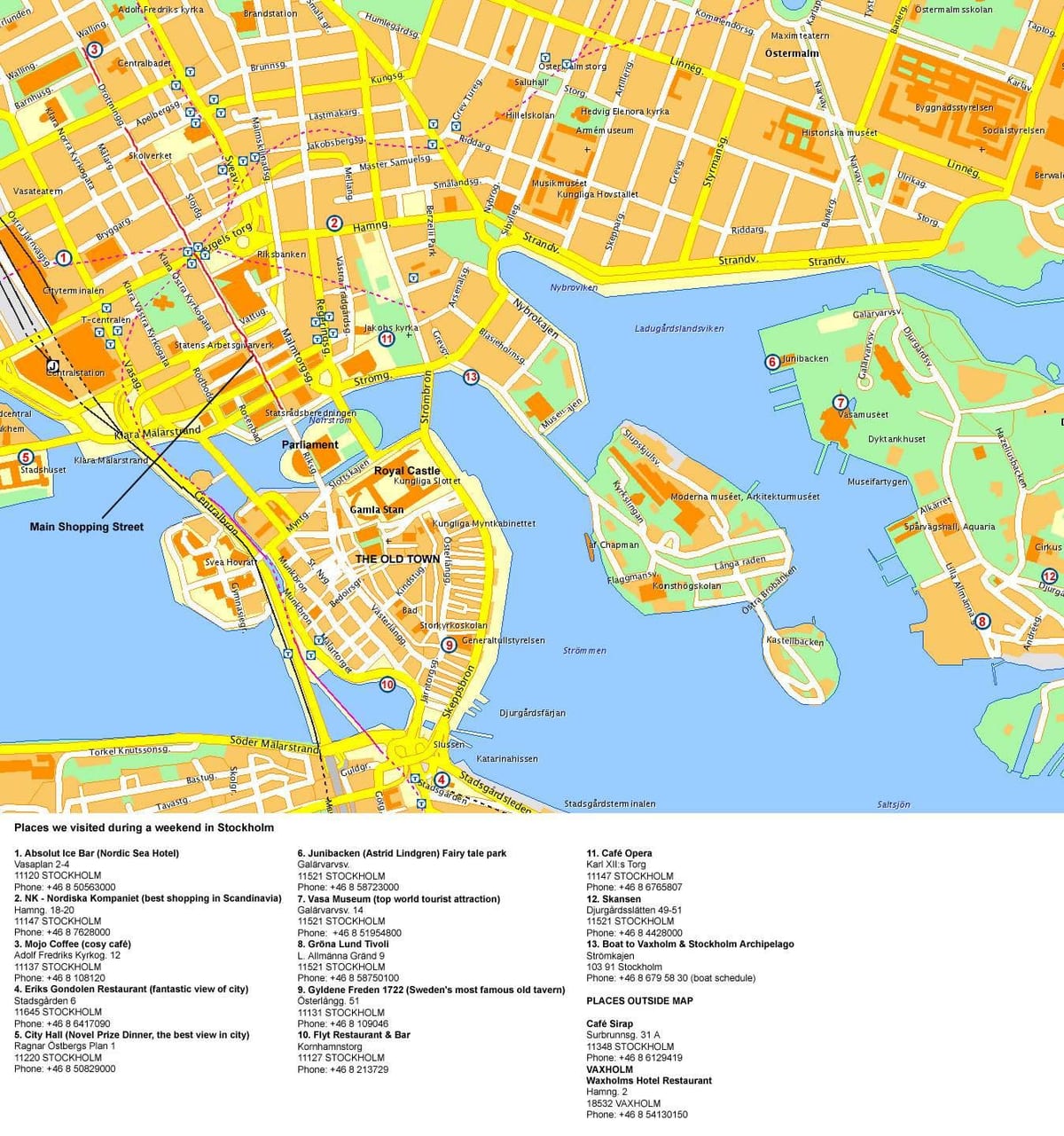 Mappa del centro di Stoccolma